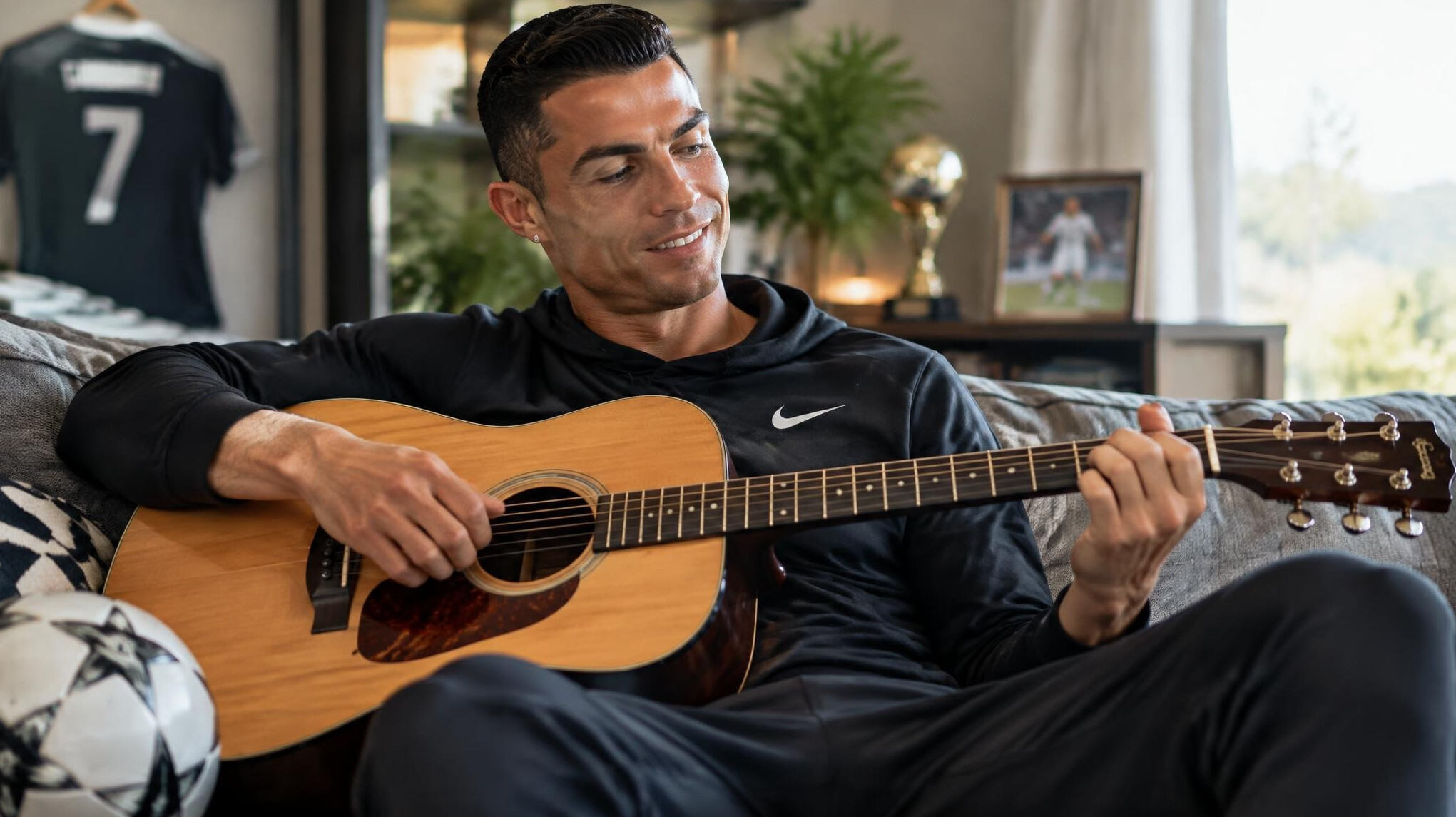 football player relaxing