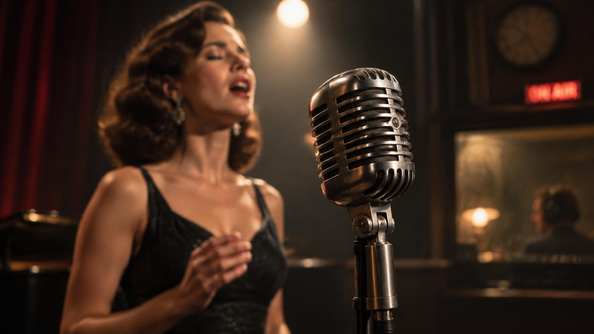 vintage microphone on stage